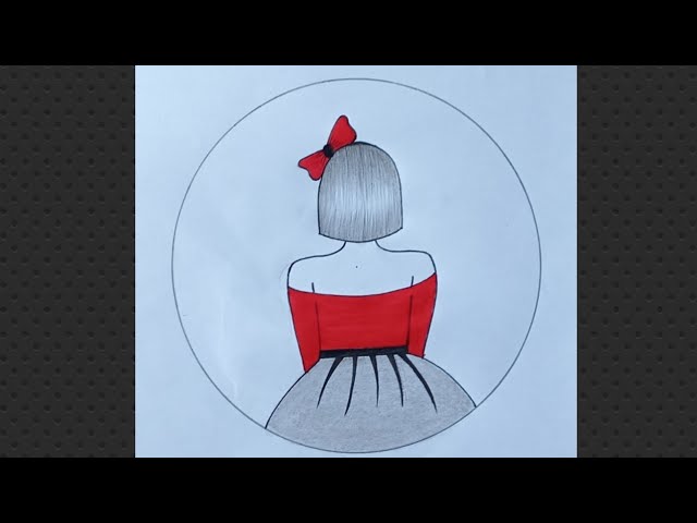 How to draw a girl step by step/Beautiful drawing girl backside easy/Very easy girl drawing/Drawing