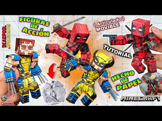 How to make your own movable Deadpool and Wolverine Minecraft figure made of paper Papercraft Easy