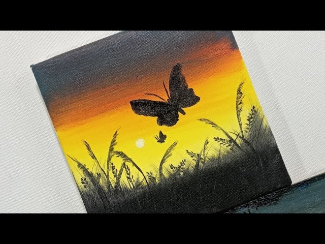 How to draw a sunset easily, anyone can draw | Acrylic painting for beginners