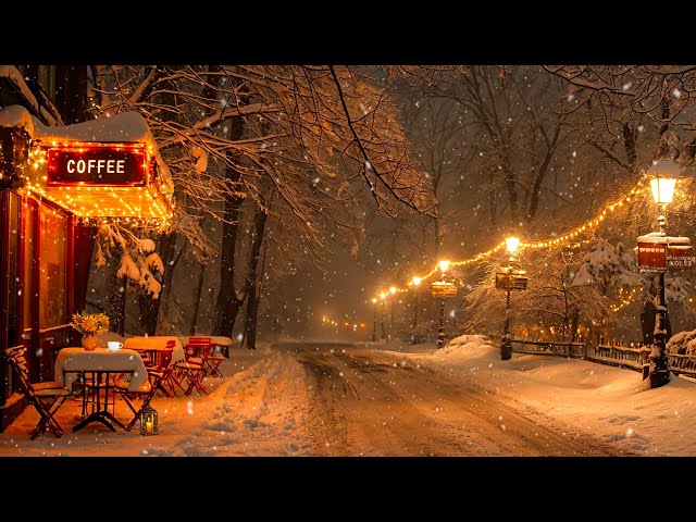 Sweet Night Jazz Brings Peace ☕ Winter Coffee Ambience and Relaxing Piano Jazz ~ Winter Jazz Cafe