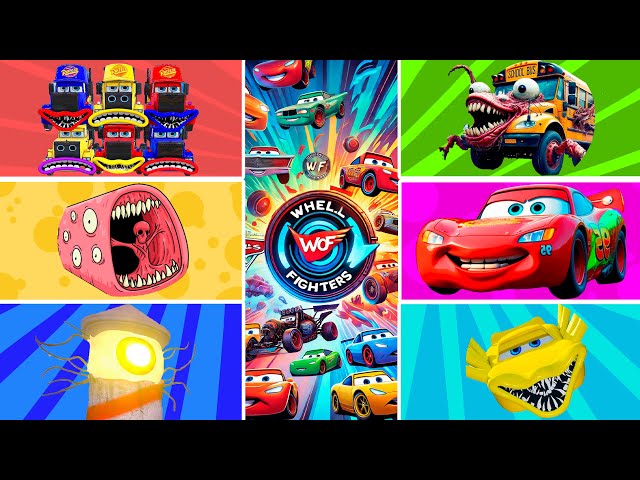 Epic Battle of Cars Characters🎯NEW McQueen Exe , Train Eater , Bus Scary Head , Lighth Head  !!!