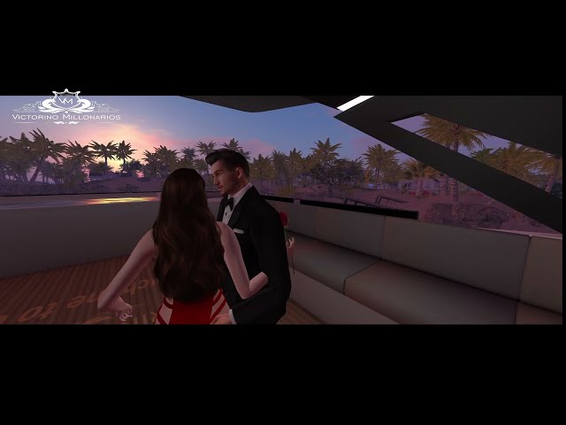 romantic sunset in the metaverse second life Mega Yacht