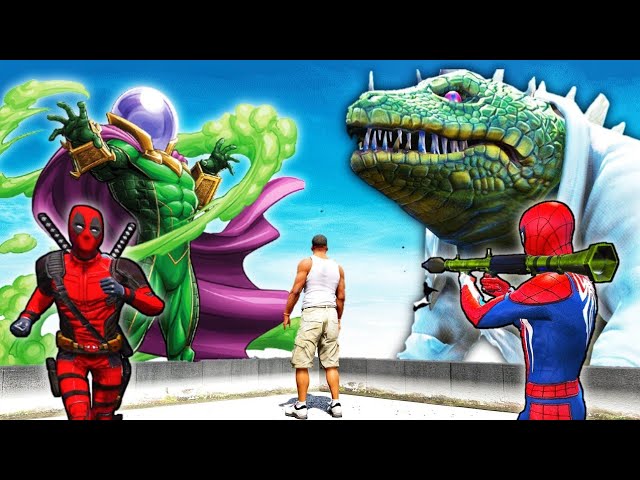 GTA 5 : The LIZARD and Mysterio Killed Multiverse SPIDER-MAN | AVENGERS | PART 3