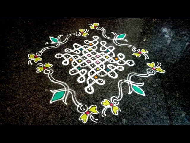 Beginners 9x1 rangoli design | munjane rangoli