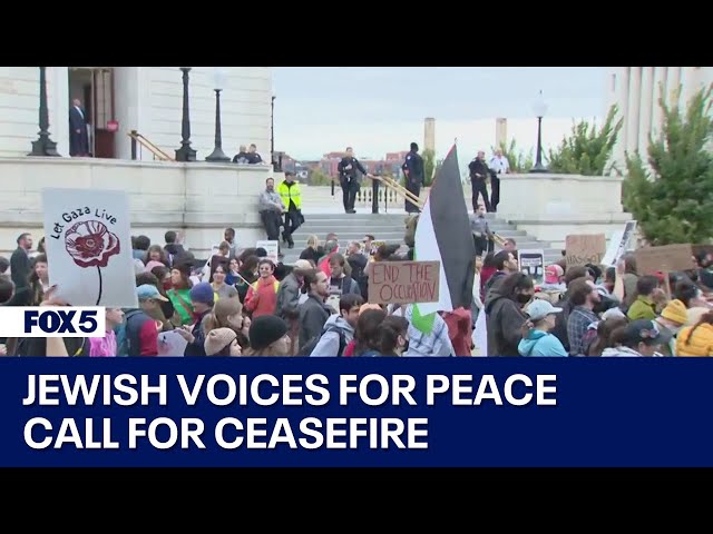 Jewish Voices for Peace call for ceasefire in Israel-Hamas War during protest at Capitol Hill