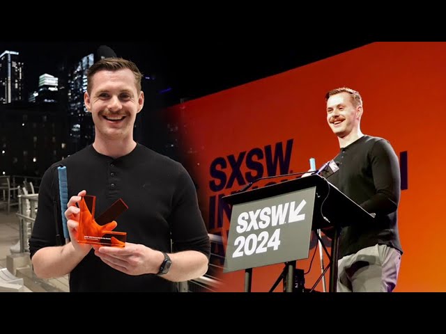 Ross Minor Receiving the SXSW 2024 Innovation Award - Community Service to Accessibility