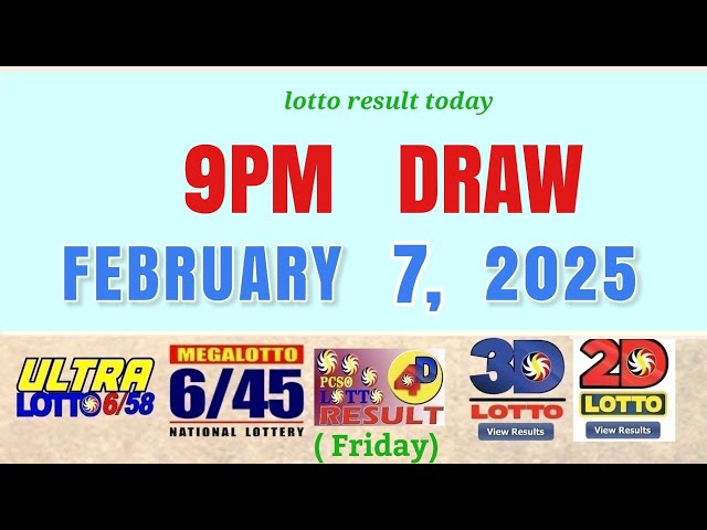 Lotto Result Today 9pm draw February 7, 2025 Swertres Ez2 Pcso