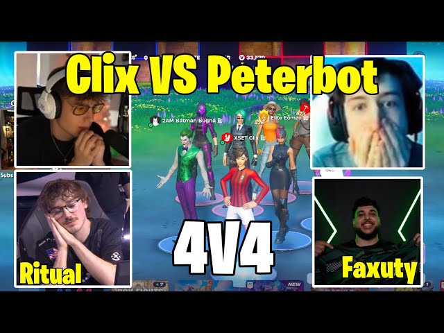 Clix HydraSZN Webster Ritual VS Peterbot BatmanBugha Eomzo Faxuty 4V4 Zonewars (Fortnite Wager)!