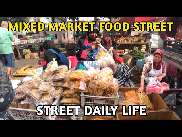 MIXED MARKET FOOD STREET INDONESIA MANY KIND OF FRUITS, SNACKS, VEGETABLES, MORE