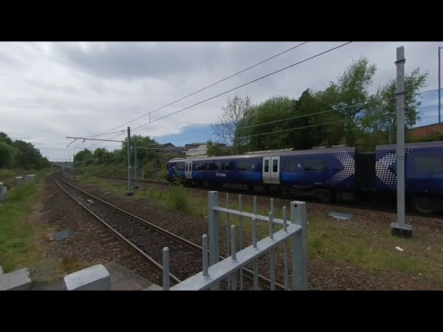 Steam train 61306 passing through Larbert in Scotland on 2019-05-13 at 1335 in VR180