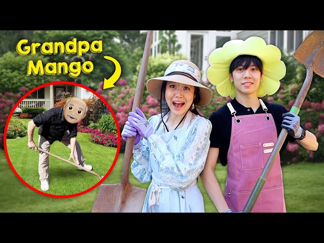 Grandpa Mango Teaches Us GARDENING! *did we ruin our whole yard?