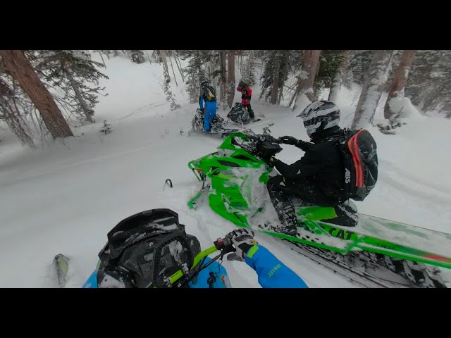 Tree Docking on a Snowmobile / Snake Creek    VR 360