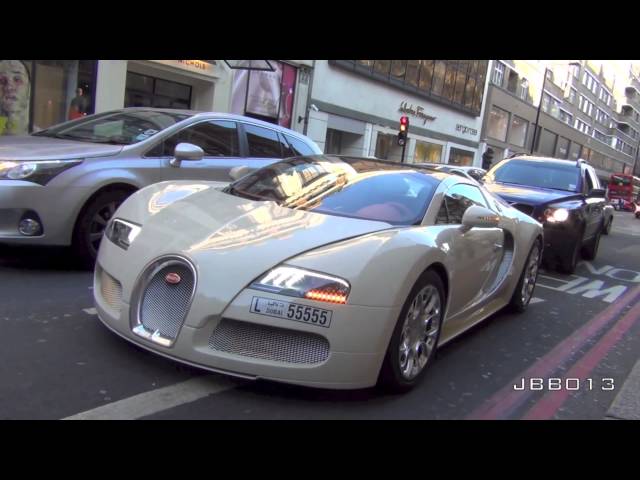 Cream Bugatti Veyron Grand Sport Driving on the Road in London