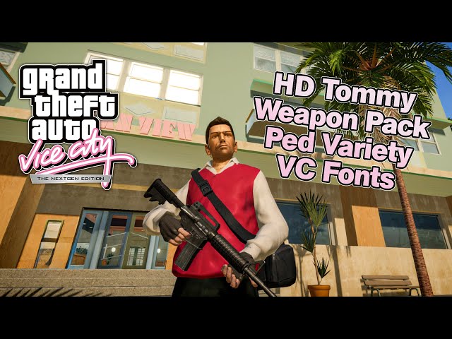 GTA Vice City NextGen: Higher Quality Weapon Pack, HD Tommy Vercetti, Ped Variety & Vice City Fonts