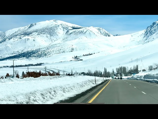 Driving back on US 395 from Mammoth Mountain on April 1, 2023