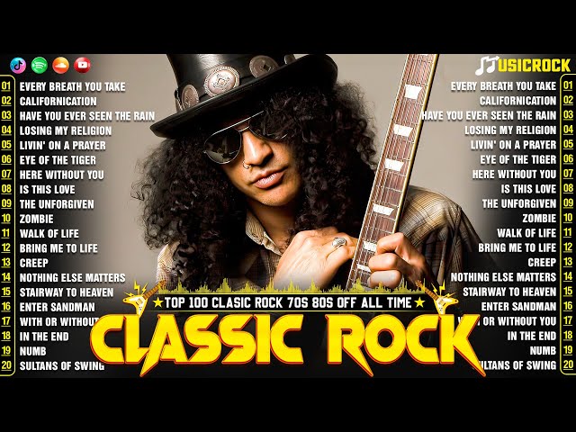 Classic Rock Songs 70s 80s 90s Full Album🔥Queen, Aerosmith, ACDC, U2, Guns' N Roses, Metallica