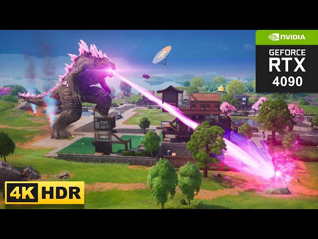 Fortnite GODZILLA EVENT Gameplay | RTX 4090 + 4K MAX Settings + Ray Tracing ON