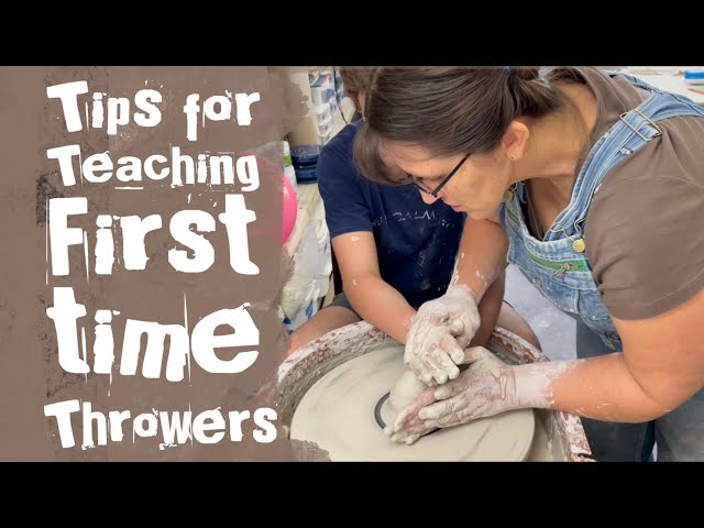 Tips to teach pottery wheel throwing, kid pottery activities for Studio visitors with potter Emily