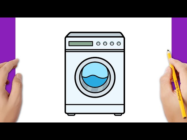 HOW TO DRAW A WASHING MACHINE EASY