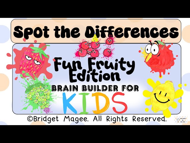 [Brain Builder for Kids] Spot The Difference Puzzle Game: Fun Fruity Edition #brainteaser