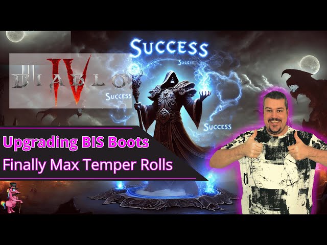 Diablo 4 Masterworking Upgrading Best in Slot Boots, 1st time lucky in Season 4