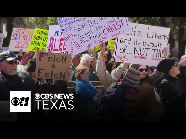 Dallas protesters push back against Trump administration’s policies on Presidents Day