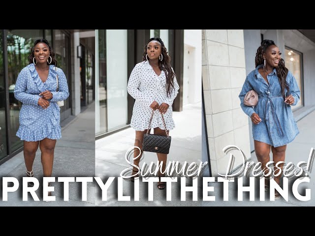 PRETTYLITTLETHING SUMMER 2021 TRY ON HAUL DRESSES PLUS SIZE CURVE | Mena Adubea