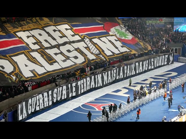 The Free Palestine tifo of PSG Atletico Madrid [06-11-2024]