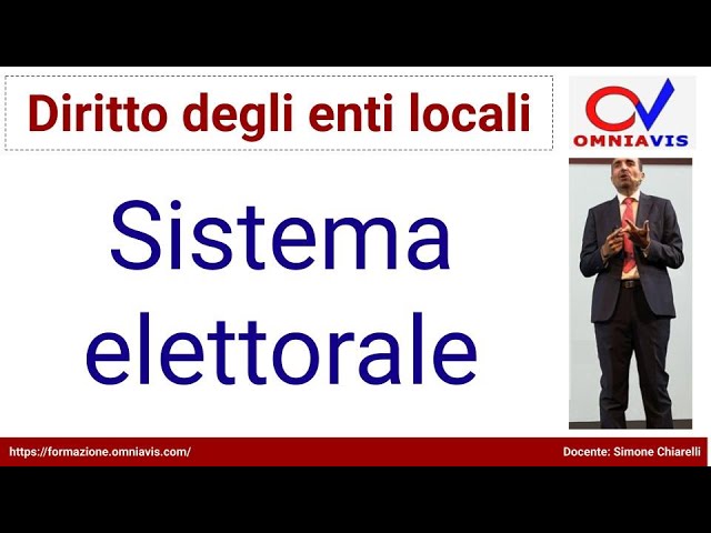 Diritto degli enti locali - COD267 - Lezione 11 - Sistema elettorale