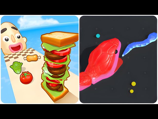 Snake Clash io vs Sandwich Runner - (All Levels ASMR Games), Max Level Update