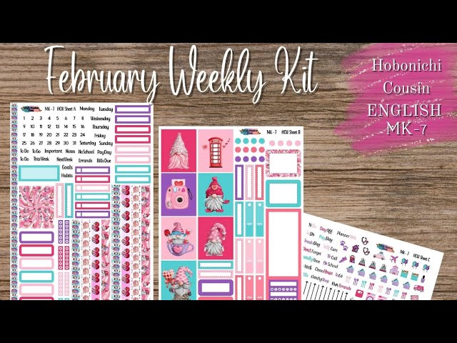 Hobonichi Cousin Plan With Me | Valentine's Day Theme | @BlackMountainPlans Stickers