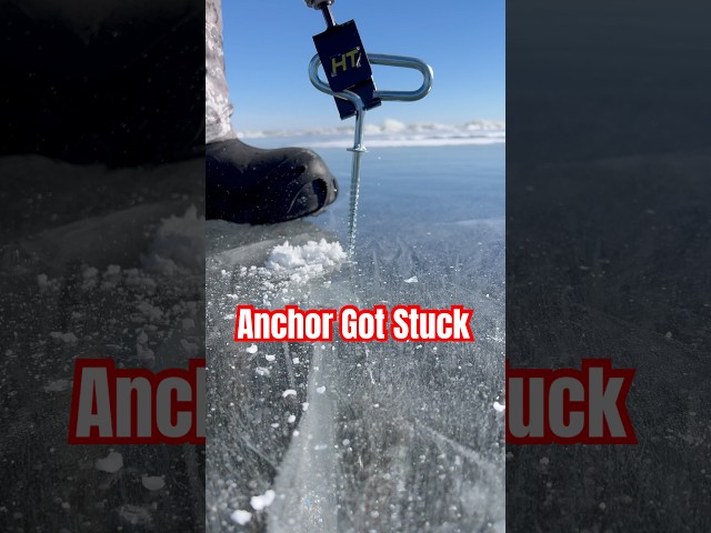 Anchor got stuck🧊 #ice #snow #icefish #outdoors #wisconsin #drill #drilling #asmr #anchor #fail