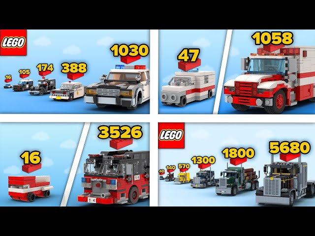 LEGO Service Vehicles in Different Scales (Ambulance, Fire Truck, Police Car) | Comparison