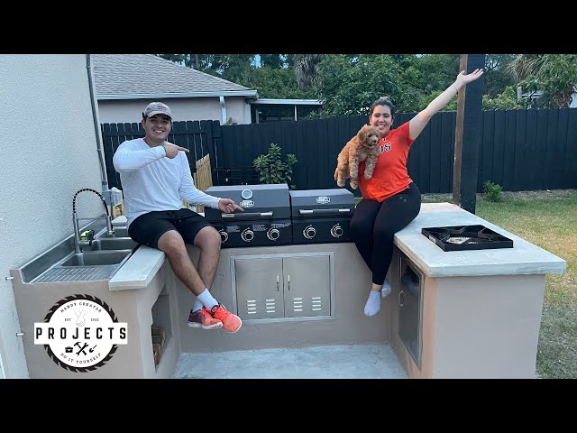 DIY CONCRETE OUTDOOR KITCHEN “FINAL TOUCHES “ l OUR BACKYARD MAKEOVER (PART 5)