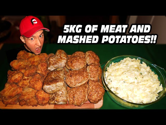 5kg Steaks, Schnitzels and Mashed Potatoes Challenge!!