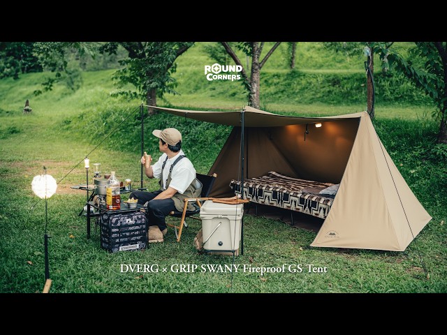 SOLO CAMPING | Camp in a Tiny Tent in the Rain | DVERG × GRIP SWANY Fireproof GS Tent