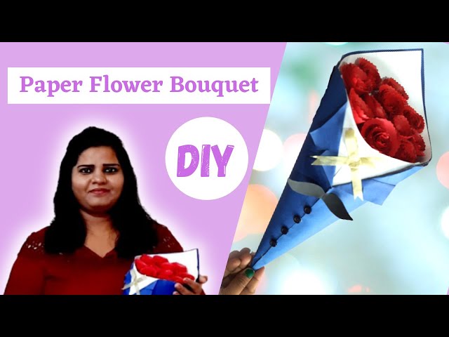 DIY Paper Flower BOUQUET/ Birthday gift ideas/ Flower Bouquet making at Homemade Easy Craft