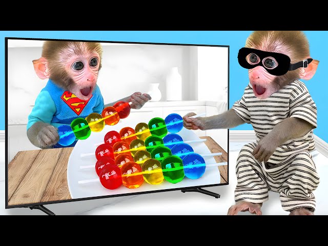 Funny Videos and Cutest Babies 🐵Baby Monkey BiBi Eat Rainbow Jelly 🍡And swimming With Cute Bunny