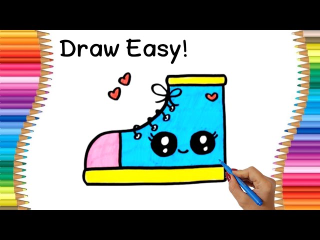 How to Draw Cute Boots Easy | Drawing and Coloring for Kids and Toddlers Step by Step