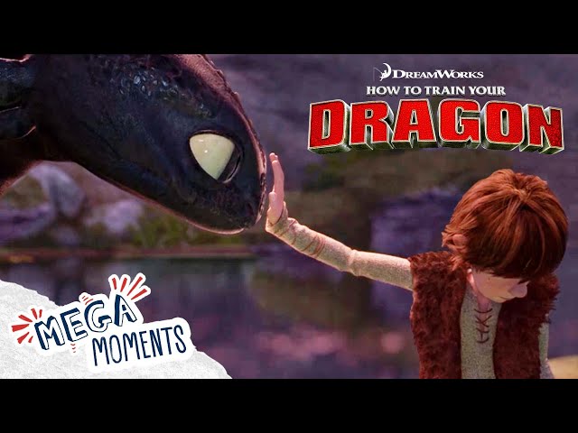 Hiccup Meets Toothless 🐲✋ | How To Train Your Dragon | Movie Moments | Mega Moments