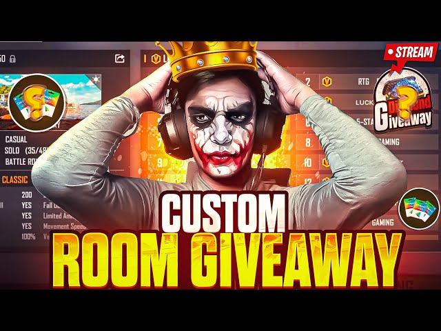 FREE FIRE LIVE CUSTOM ROOM GIVEAWAY | FF LIVE TEAM CODE GIVEAWAY | FF LIVE GIVEAWAY DJ ALOK |FF LIVE