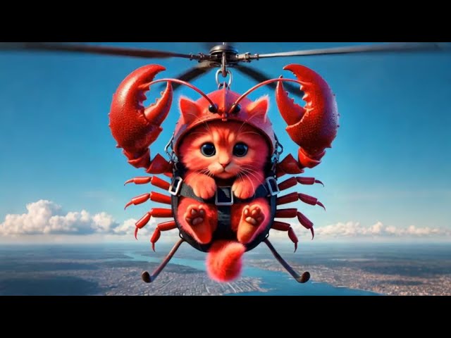 The Lobster Cat Flew Into The Sky#cartoon#animation#funny#cat