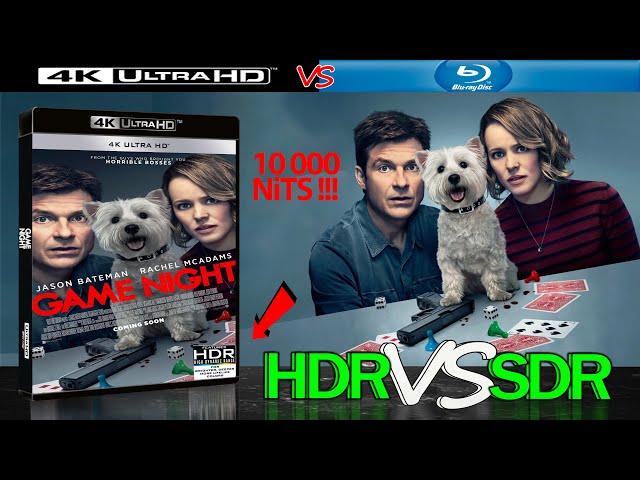 Game Night 2018 4K UHD HDR BD vs 1080p BD SDR 100nits REVIEW #TRUE_DIFFERENCE #WATCH_IN_HDR