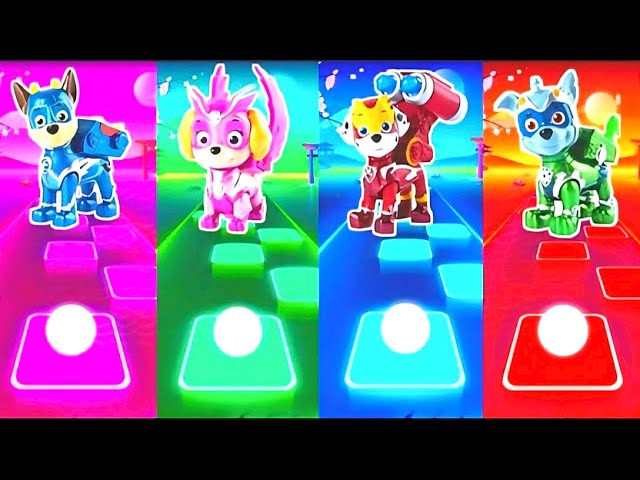 Paw Patrol in the Tiles Hop: EDM Rush Game-Chase vs Skye vs Marshall vs Rocky