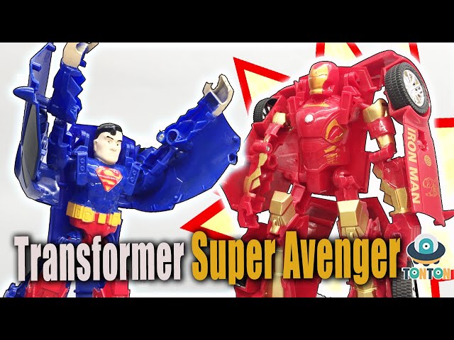 AwesomeToy with TonTon: Transformer Super Avenger Toys Iron man/ Super man Car Transformation Review