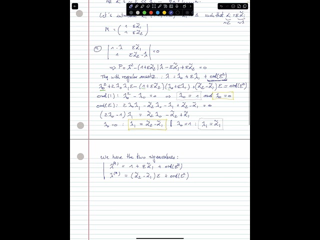 Perturbation methods E 05: Eigen values/vectors of a 2x2 van der Monde matrix