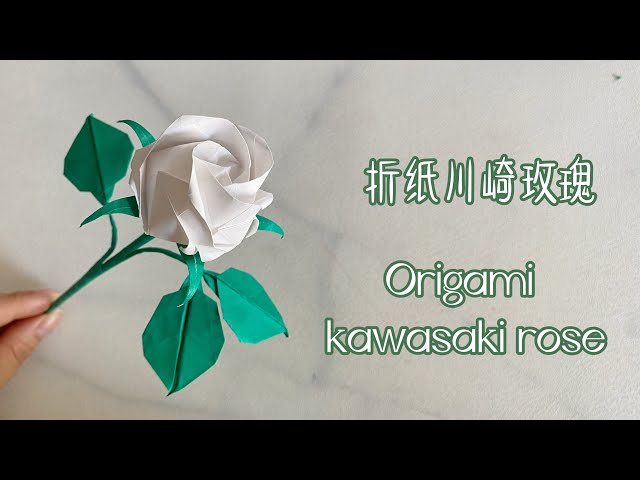 175. Origami Kawasaki Rose/Includes calyx and leaves.折纸川崎玫瑰，包括花萼跟叶子，超详细教程