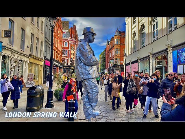 London 4k HDR| London Street Walk| Silverman Statue Levitating | London Walk, Uk