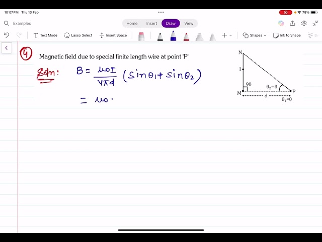 Magnetic field due to special finite length wire at point P #iit #jeemain #jeeadvanced #neet #pyq