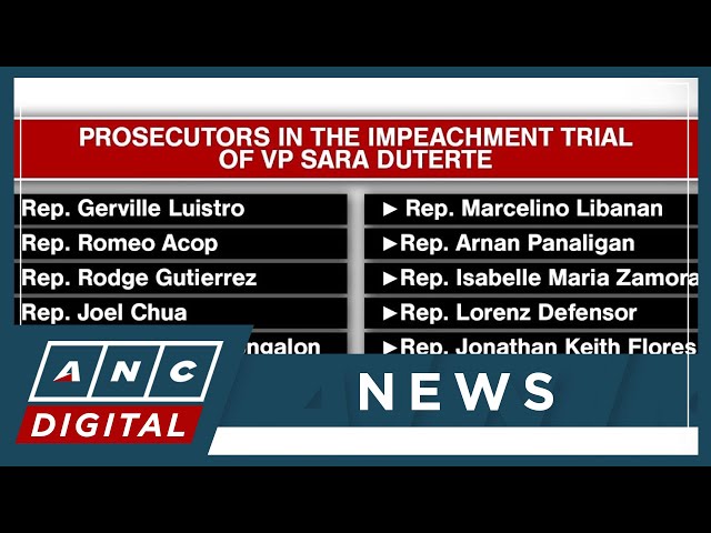 LOOK: Who are the prosecutors in VP Sara Duterte's impeachment trial? | ANC